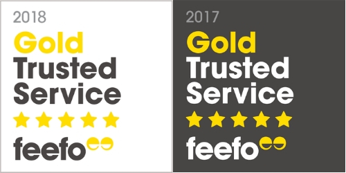 Feefo Gold Trusted Service Award for 2017 & 2018