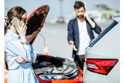 two drivers on phones after car accident