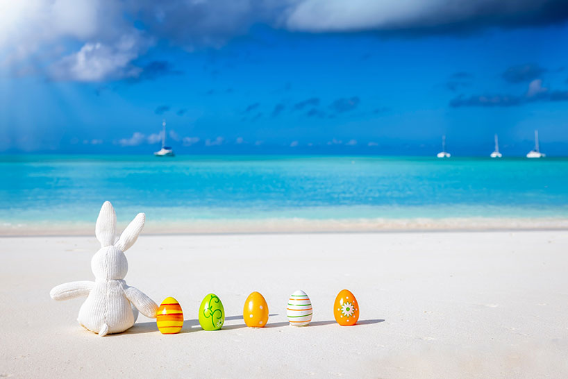 easter bunny at the beach