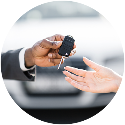 handing car keys over to customer